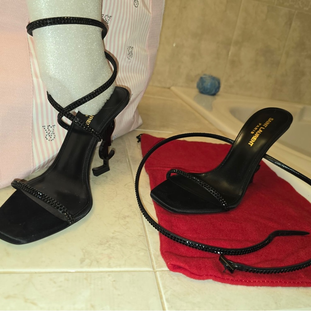 Saint Laurent Black Strappy Heels